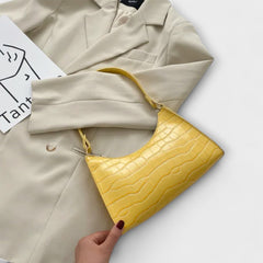 Eleanor | Glänzende Lederhandtasche in Gelb