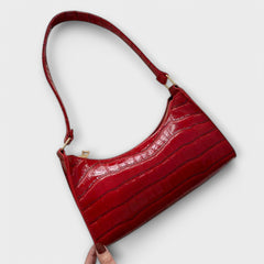 Eleanor | Glänzende Lederhandtasche in Rot