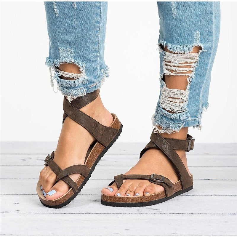 Gekreuzte Riemensandale mit Schnalle für Damen