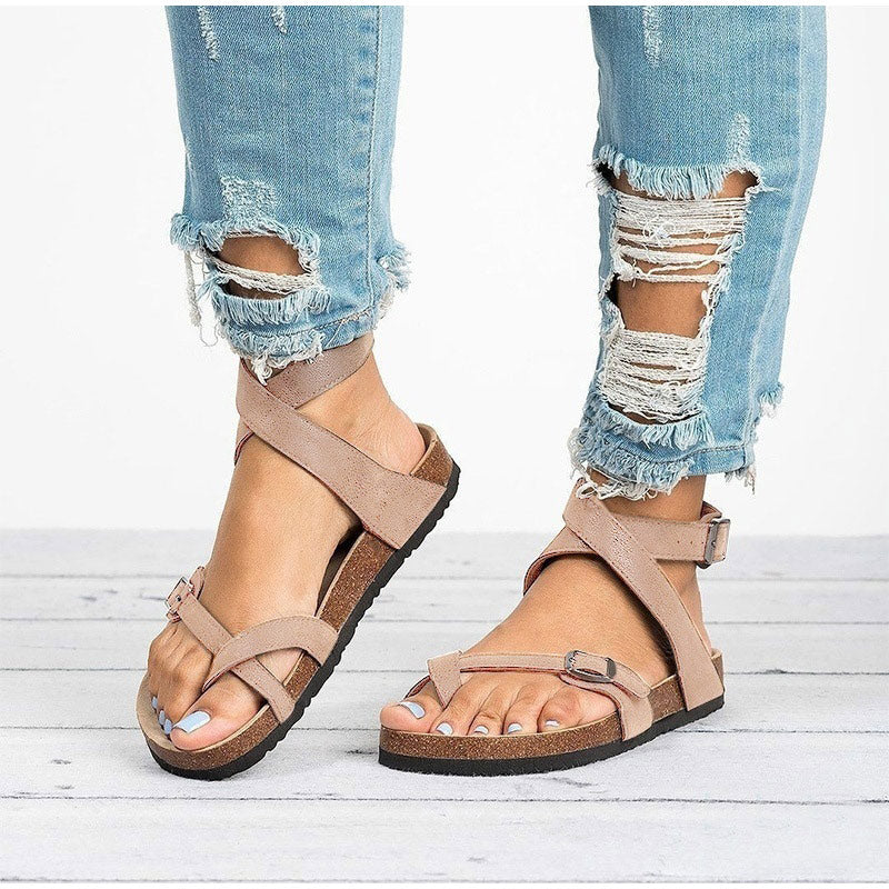 Gekreuzte Riemensandale mit Schnalle für Damen