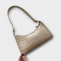 Eleanor | Glänzende Lederhandtasche in Beige
