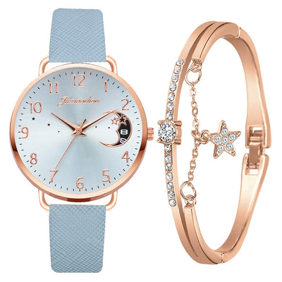Uhren-Set mit Mondzahlen-Zifferblatt und Armbändern