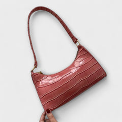 Eleanor | Glänzende Lederhandtasche in Rosa