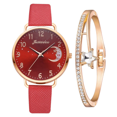 Uhren-Set mit Mondzahlen-Zifferblatt und Armbändern