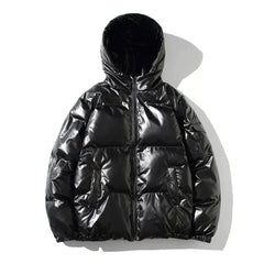 Herren Winterjacke Winddicht | Pufferjacke für Outdoor in Schwarz mit Kapuze