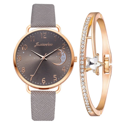 Uhren-Set mit Mondzahlen-Zifferblatt und Armbändern