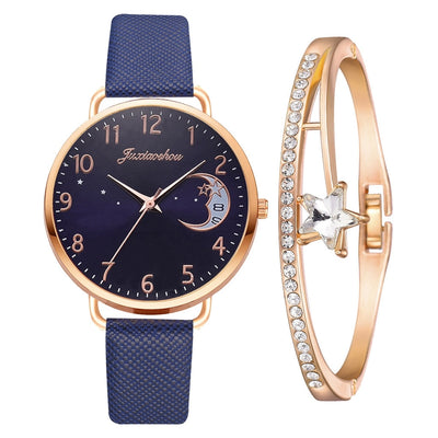 Uhren-Set mit Mondzahlen-Zifferblatt und Armbändern