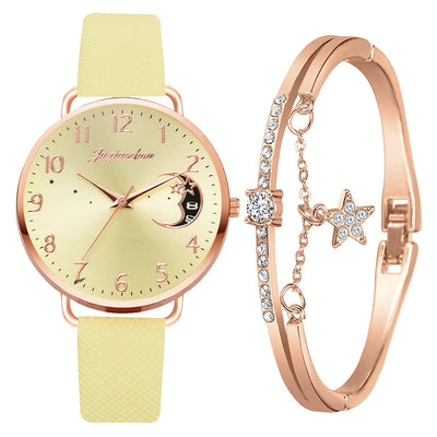Uhren-Set mit Mondzahlen-Zifferblatt und Armbändern