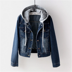 Damen Casual Übergangsjacke Jeansjacke | Mit Kapuze in Blau