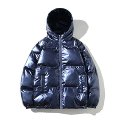 Herren Winterjacke Winddicht | Pufferjacke für Outdoor in Blau mit Kapuze