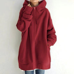 Kuscheliger Winter-Kapuzenpullover in Übergröße - Cassandra in Rot