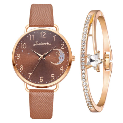 Uhren-Set mit Mondzahlen-Zifferblatt und Armbändern