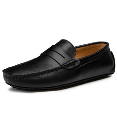 Lässige Sommer-Loafer aus Leder in Schwarz