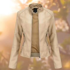 Lederjacke für Frauen - Halle in Beige