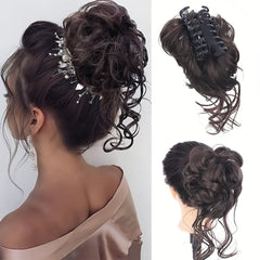 GlamCurls – Voluminöse lockige Haarhaube in Dunkelbraun