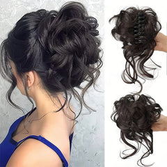 GlamCurls – Voluminöse lockige Haarhaube in Die dunkelste braune Tönung neigt zu Schwarz