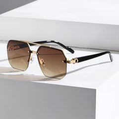 Moderne Stilvolle Geometrische Sonnenbrille für Herren | UV Schutz in Bernstein Braun