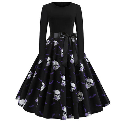 Gothic Karikatur Druck Halloween Kostum | Midi