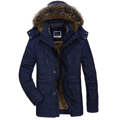 Callum - Winterjacke Herren Mit Kapuze & Fell in Marineblau