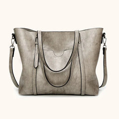 Klara | Luxuriöse Lederhandtasche in Grau