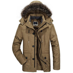 Callum - Winterjacke Herren Mit Kapuze & Fell in Khaki