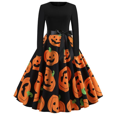 Gothic Karikatur Druck Halloween Kostum | Midi
