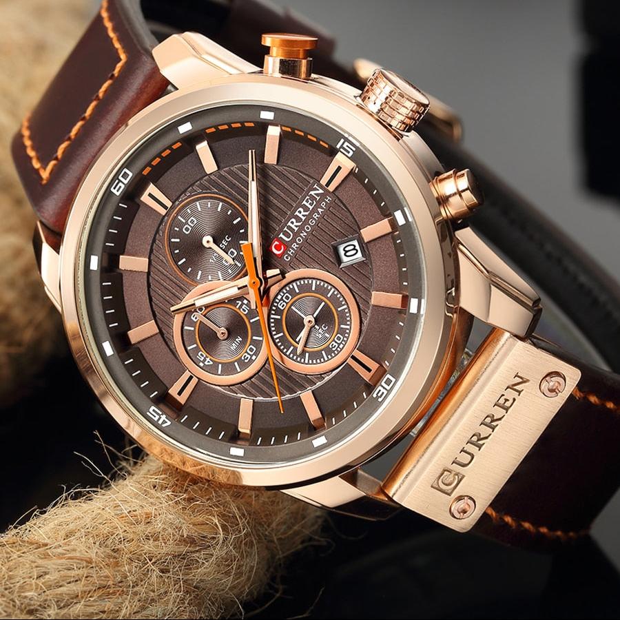 Stilvolle Quarzuhr mit Lederarmband