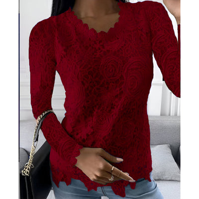 Anelie | Elegante Spitzen-Bluse mit langen Ärmeln