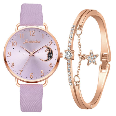 Uhren-Set mit Mondzahlen-Zifferblatt und Armbändern