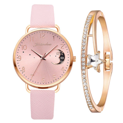 Uhren-Set mit Mondzahlen-Zifferblatt und Armbändern