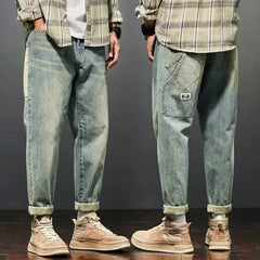 Raito | Retro-Jeans im japanischen Stil in Verblasstes Jeansblau