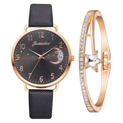 Uhren-Set mit Mondzahlen-Zifferblatt und Armbändern