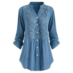 Tanith - Lange Bluse mit Puffärmeln für Frauen in Blau