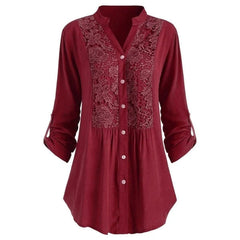 Tanith - Lange Bluse mit Puffärmeln für Frauen in Rot