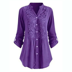 Tanith - Lange Bluse mit Puffärmeln für Frauen in Lila