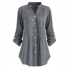 Tanith - Lange Bluse mit Puffärmeln für Frauen in Grau