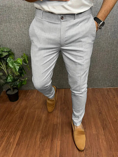 Herren Business Casual Slim-Fit Anzughose in Hellgrau