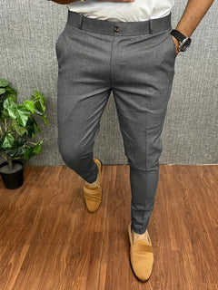Herren Business Casual Slim-Fit Anzughose in Dunkelgrau
