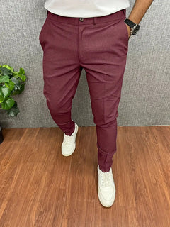 Herren Business Casual Slim-Fit Anzughose in Burgund