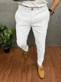 Herren Business Casual Slim-Fit Anzughose in Weiß