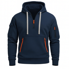 Halfzip Hoodie für Herren – entspannter und stylischer Freizeitpullover in Blau