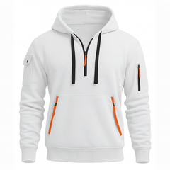 Halfzip Hoodie für Herren – entspannter und stylischer Freizeitpullover in Weiß