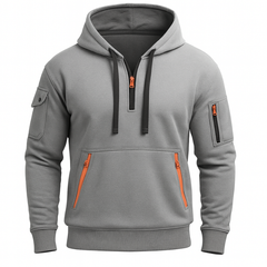 Halfzip Hoodie für Herren – entspannter und stylischer Freizeitpullover in Hellgrau