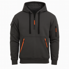 Halfzip Hoodie für Herren – entspannter und stylischer Freizeitpullover in Dunkelgrau