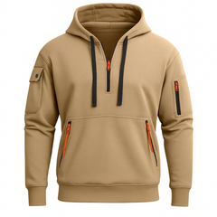 Halfzip Hoodie für Herren – entspannter und stylischer Freizeitpullover in Kamel