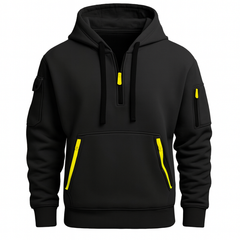 Halfzip Hoodie für Herren – entspannter und stylischer Freizeitpullover in Schwarz