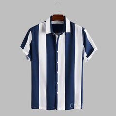 Hannoel - Herren Anspruchsvolles gestreiftes Sommerhemd in Blau