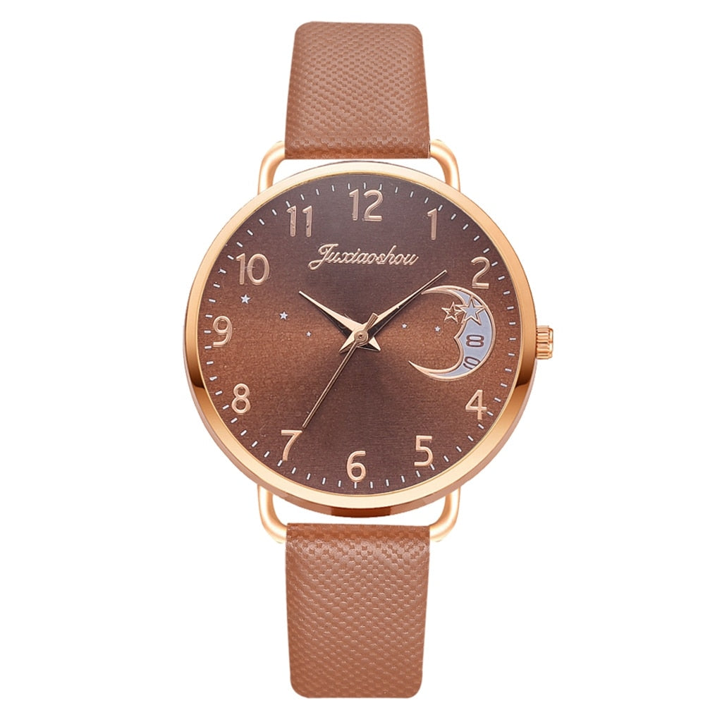 Uhren-Set mit Mondzahlen-Zifferblatt und Armbändern