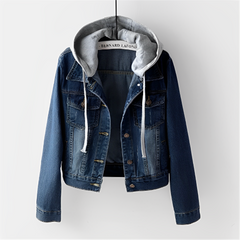 Adah - Langärmelige Jeansjacke mit abnehmbarer Kapuze in Blau