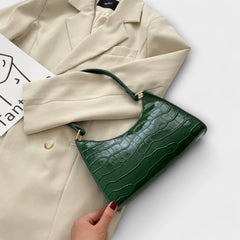 Eleanor | Glänzende Lederhandtasche in Grün